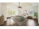 Serene main bedroom featuring tray ceiling, hardwood floors, and a private balcony with natural light at 632 Warren Ave, Scottdale, GA 30079