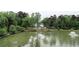 Scenic view of the home with a fountain in the pond at 3109 Country Lake Dr, Powder Springs, GA 30127