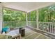 Covered porch offering a tranquil outdoor space with views of the lush greenery at 4050 Arrow Head Trl, Cumming, GA 30041