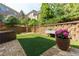 Well-maintained backyard featuring artificial turf, a stone retaining wall, and landscaping at 2906 Ansley Manor Ct, Marietta, GA 30062