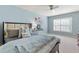 Comfortable bedroom with light blue walls, a ceiling fan, and lots of natural light at 2906 Ansley Manor Ct, Marietta, GA 30062