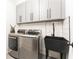 Modern laundry room with gray cabinets, stainless steel washer and dryer, and a utility sink at 425 Harold Ne Ave, Atlanta, GA 30307