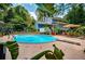The pool and surrounding deck, landscaping and seating area of the house at 2910 Edwards Ct, Marietta, GA 30068