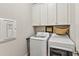 Bright laundry room featuring white cabinetry and modern appliances at 4207 N Carver Dr, Atlanta, GA 30360