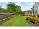 Beautifully landscaped backyard featuring well-maintained lawn and mature trees at 5335 Davenport Mnr, Cumming, GA 30041
