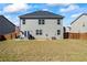 Backyard with a patio and dining table set on a grassy lawn and wooden fence at 529 Azalea Bloom Dr, Loganville, GA 30052