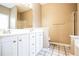 Elegant bathroom featuring double vanity, tile floors, and a separate shower at 1008 Walnut Creek Dr, Woodstock, GA 30188