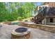 Beautiful backyard with a pool, hot tub, firepit, and patio for relaxing and entertaining at 351 Old Orchard Ct, Marietta, GA 30068