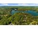 Breathtaking aerial view of a lake and lush green landscape at 3445 Strawberry Ln, Cumming, GA 30041