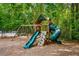 A charming wooden playground with slides and climbing features, nestled in a leafy area for enjoyment at 1552 Brentwood Dr, Marietta, GA 30062