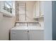 Functional laundry room features a washer, dryer, overhead storage and convenient shelving at 677 Somerset Ne Ter # C6, Atlanta, GA 30306