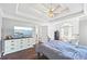 Open bedroom features wood floors, tray ceilings, and a TV at 115 Stonewall Dr, Covington, GA 30016