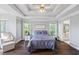 Spacious bedroom with tray ceilings, neutral paint, hardwood floors, and natural light at 115 Stonewall Dr, Covington, GA 30016