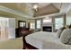 Comfortable main bedroom features a fireplace, tray ceiling, and ensuite at 1875 Briergate Dr, Duluth, GA 30097