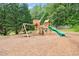 A community playground with a wooden play structure, slide, swings, and mulch ground at 6397 Autumn View Nw Trce, Acworth, GA 30101