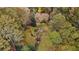Aerial view of a large garden with a small shed surrounded by mature trees at 769 Hampton Sw Pl, Marietta, GA 30064