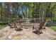 Inviting stone fire pit area with seating, perfect for outdoor gatherings and relaxation at 6640 Stratford Pl, Cumming, GA 30040