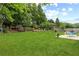 Lush backyard featuring a well-kept lawn and vibrant landscaping, creating a serene outdoor retreat at 912 Santa Anita Dr, Woodstock, GA 30189