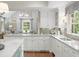 Bright kitchen features white cabinets, gray countertops, and stainless faucet at 4643 River Ct, Peachtree Corners, GA 30097
