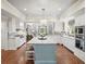 Kitchen with island, white cabinets, stainless appliances, and hardwood floors at 4643 River Ct, Peachtree Corners, GA 30097