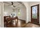 Bright office space with coffered ceilings, paneled walls, and large windows providing natural light at 629 Boulevard Ne, Atlanta, GA 30308