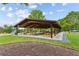 Large wooden picnic pavilion with multiple tables, ideal for outdoor gatherings and enjoying meals in a scenic setting at 301 Downing Creek Trl, Canton, GA 30114