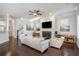 Spacious living room with hardwood floors, a fireplace, and comfortable seating. Bathed in natural light at 647 East Ne Ave, Atlanta, GA 30312