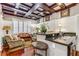 Comfortable living area featuring a wet bar, hardwood floors, and decorative coffered ceilings at 1717 N Decatur Ne Rd # 214, Atlanta, GA 30307