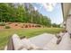 Enjoy the private backyard with lush lawn, landscaping, and a large patio space for outdoor living at 2360 Charleston Manor Ln, Suwanee, GA 30024