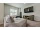 This carpeted living room showcases a television and media center for entertainment and enjoyment at 2360 Charleston Manor Ln, Suwanee, GA 30024