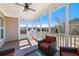 Cozy screened-in porch with views, comfortable seating and overhead ceiling fan at 496 Spring View Dr, Woodstock, GA 30188
