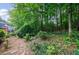 Lush backyard with mature trees and landscaping offers privacy and tranquility at 1730 Point Pleasant Se, Smyrna, GA 30080