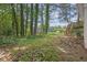 Large backyard features lush green foliage, mature trees, and access to a deck and outdoor space at 6307 Thornhedge Dr, Riverdale, GA 30296