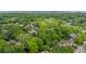 A high angle aerial view of a suburban neighborhood with dense tree coverage and a clear sky at 1028 Amsterdam Ne Ave, Atlanta, GA 30306