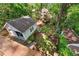 Aerial view of backyard featuring the garage and landscaped garden at 1028 Amsterdam Ne Ave, Atlanta, GA 30306