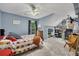 Bedroom featuring a comfortable bed, storage, and a desk area, perfect for work or hobbies at 529 Wintergreen Way, Canton, GA 30115