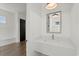 Modern powder room with a unique mirror and attractive sink at 2335 Mason Dr # D27, Atlanta, GA 30316