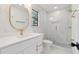 Beautiful bathroom featuring gold accents and marble tile shower at 2934 Wendover St, Marietta, GA 30062