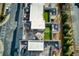 Aerial view of townhome rooftops with patio furniture, including dining and sitting areas at 4382 Benfield Se Way, Smyrna, GA 30080