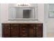 Bathroom vanity with double sinks, drawers and a large mirror at 440 Ohern Ct, Stone Mountain, GA 30088