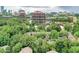 Expansive aerial perspective highlighting the townhouse community enveloped by lush trees with the city skyline visible at 70 Old Ivy Ne Rd # 29, Atlanta, GA 30342