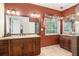Bathroom with double vanity, granite countertops and a glass enclosed shower at 25 Skylar Dr, Covington, GA 30016