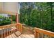 Wooden deck with stairs and railing, along with a hot tub, overlooking a lush wooded area at 405 Maple Rdg, White, GA 30184