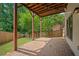 View of covered patio with brick pavers, wooden support beams, and fenced backyard at 2548 Kickerillo Se Way, Atlanta, GA 30316