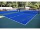 Bright blue tennis courts for your active lifestyle, set against a lush green backdrop at 91 Batten Board Way, Woodstock, GA 30189
