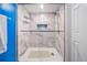 Modern shower with marble tile and glass door, offering a luxurious bathing experience at 4365 Dover Crossing Dr, Marietta, GA 30066