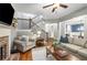 Comfortable living room with a fireplace, hardwood floors and staircase to upper level at 3087 Dunton Se St, Smyrna, GA 30080