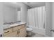 Neutral bathroom featuring a shower-tub combination and wood-look flooring at 42 Treemont Se Dr, Cartersville, GA 30121