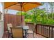 Outdoor back deck with dining set and umbrella, overlooking green space at 2444 Coosa Vly, Atlanta, GA 30339
