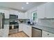 Bright kitchen with granite counters and stainless steel appliances offers an efficient cooking space at 101 Stroud Se Dr, Mableton, GA 30126